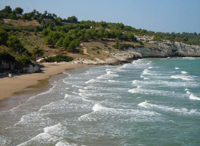 La spiaggia è riparata dai venti e si trova nei pressi del trabucco di San Lorenzo